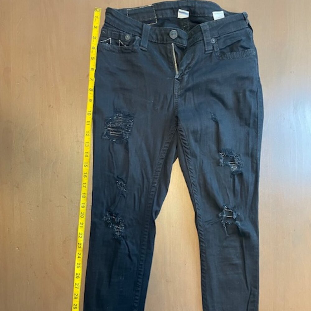 True Religion Ripped Jeans; Color: Black; Size: 28